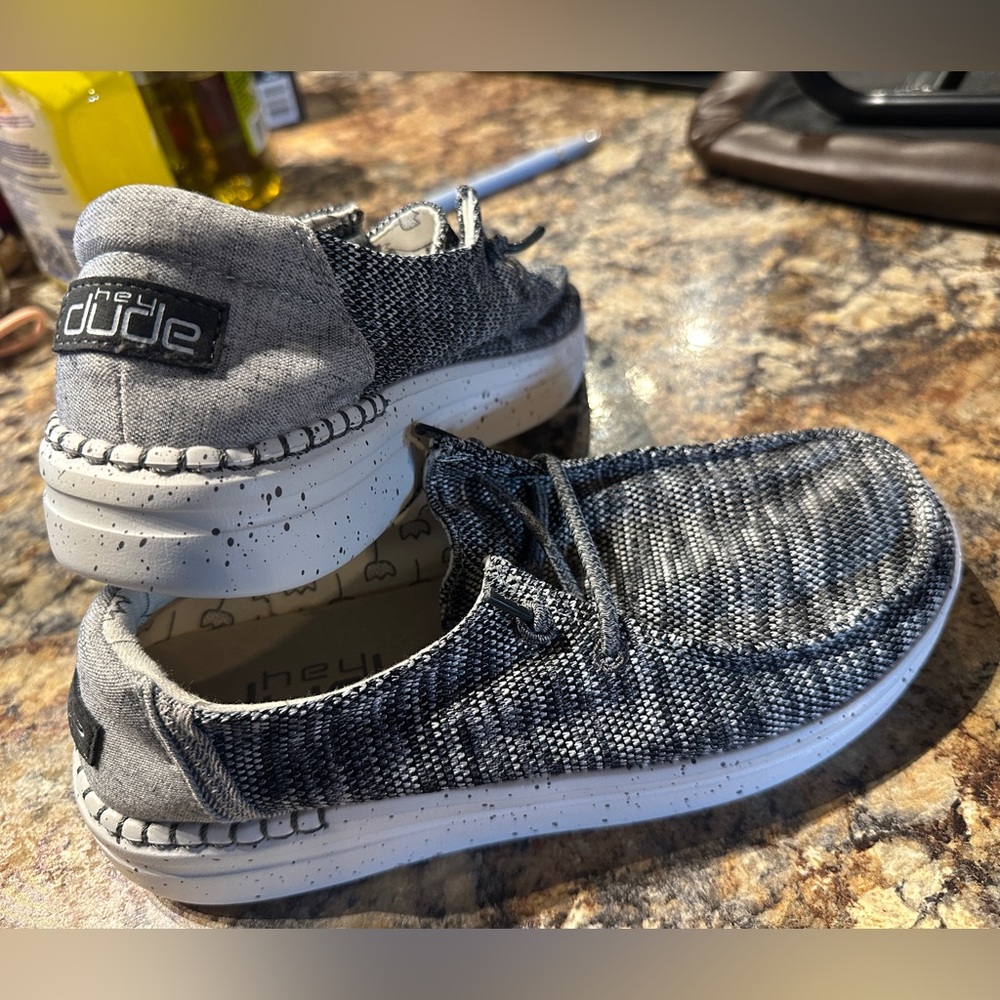 Hey Dude Black and Gray Woven Shoes